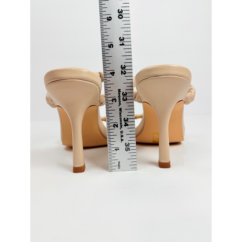 Vivianly Braided Double Strap Mule Heels Nude Beige Square Toe Stiletto Size 6 - Picture 4 of 7
